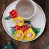 Handcraft Design Yellow Flower Ceramic Mug Set