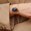 Handmade Desing Brass Bracelet with Lapis Lazuli