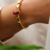 Handmade Gold Plated Brass Bracelet Ruby and Pearl Detailed