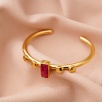 Handmade Gold Plated Brass Bracelet Ruby and Pearl Detailed