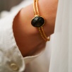 Handmade Gold Plated Brass Bracelet with Labradorite Stone