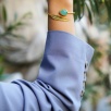 Handmade Gold Plated Brass Bracelet Aqua Chalcedony