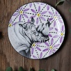 Handmade Desing Tile Plate Rhino