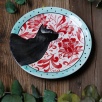Handmade Desing Tile Plate Black Cat