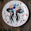 Handcraft Desing Tile Plate Cow