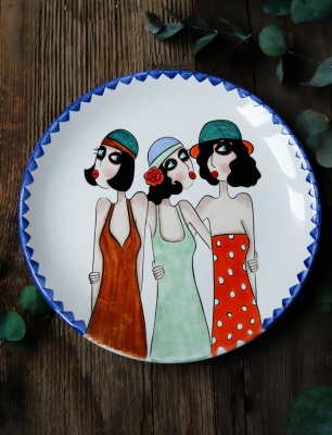Handcraft Design Tile Plate Large Size Charming