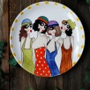 Handcraft Design Tile Plate Large Size Party Girls