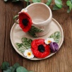 Handmade Design Ceramic  Flower Mug Set