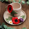 Handmade Design Ceramic  Flower Mug Set