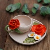 Handmade Design Ceramic Orange Flower Turkish Coffee Set