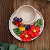 Handmade Design Orange Flowers Ceramic Turkish Coffee Set