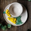 Handmade Design Yellow Flowered Ceramic Turkish Coffee Set