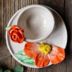Handmade Design Orange Flower Ceramic Turkish Coffee Set