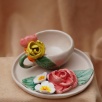 Handmade Design Flowers Ceramic Turkish Coffee Set