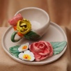 Handmade Design Flowers Ceramic Turkish Coffee Set
