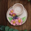 Handmade Design Flowered Ceramic Turkish Coffee Set