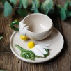 Handmade Flowered Desing Ceramic Turkish Coffee Set
