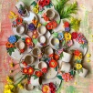 Handmade Flowered Desing Ceramic Turkish Coffee Set