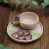Handmade Design Purple Flowers Ceramic Turkish Coffee Set
