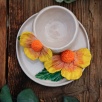 Handmade Design Big Flowers Ceramic Turkish Coffee Set