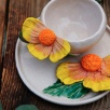 Handmade Design Big Flowers Ceramic Turkish Coffee Set