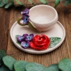 Handmade Design Flowers Ceramic Turkish Coffee Set