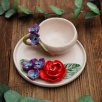 Handmade Design Flowers Ceramic Turkish Coffee Set