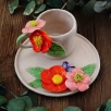 Handmade Design Orange Flower Ceramic Mug Set