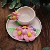Handmade Design  Pink Flowers Ceramic Turkish Coffee Set