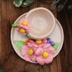 Handmade Design  Pink Flowers Ceramic Turkish Coffee Set