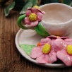 Handmade Design  Pink Flowers Ceramic Turkish Coffee Set