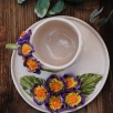 Handmade Design Ceramic Mug Set with Flower