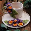 Handmade Design Ceramic Mug Set with Flower