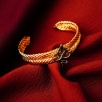 Handmade Gold Plated Brass Bracelet Snake Detailed