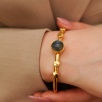 Handmade Gold Plated Brass Bracelet Labradorite Detailed