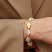 Handmade Design Gold Plated Silver Bracelet with Pearl