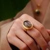 Handmade Design Gold Plated Brass Ring With Ancient Coin Design