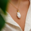 Handmade Design Ballerina Silver Necklace With Gold Plated Pearl
