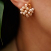 Handmade Design Gold Plated Silver Earrings with Pearl