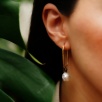 Handmade Design Pearl Gold Plated Silver Earrings