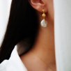 Handmade Design Gold Plated Silver Pearl Earrings
