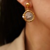 Handmade Design Gold Plated Brass Earrings With Historical Coin Design with Pearl
