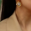 Handmade Design Gold Plated Brass Earrings With Historical Coin Design with Pearl