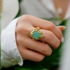 Handmade Gold Plated Brass Ring With Aqua ChalcedonyStone
