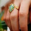 Handmade Gold Plated Brass Ring With Aqua ChalcedonyStone