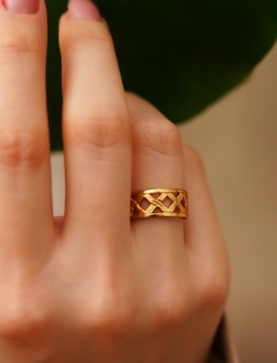 Handmade Gold Plated Brass Ring