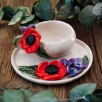 Handmade Design Red Flower Ceramic Turkish Coffee Set