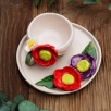 Handmade Orange Flowers Design Ceramic Turkish Coffee Set