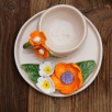 Handmade Orange  Flower Design Ceramic Cup Set