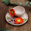 Handmade Orange Flower Design Ceramic Cup Set